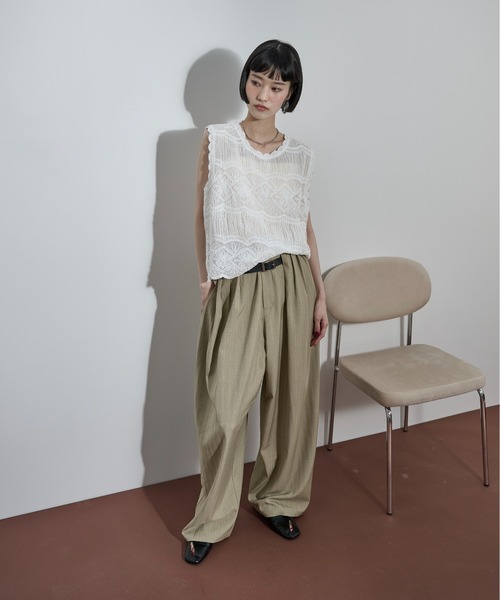 THE YOn(ザヨン)の「トーションレース刺繍ノースリブラウス(その他トップス・レディース・オフホワイト/ブラック・FREE)」の17枚目の写真