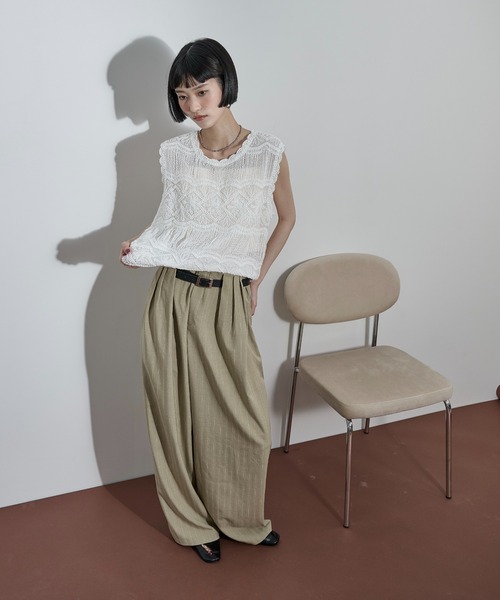 THE YOn(ザヨン)の「トーションレース刺繍ノースリブラウス(その他トップス・レディース・オフホワイト/ブラック・FREE)」の18枚目の写真