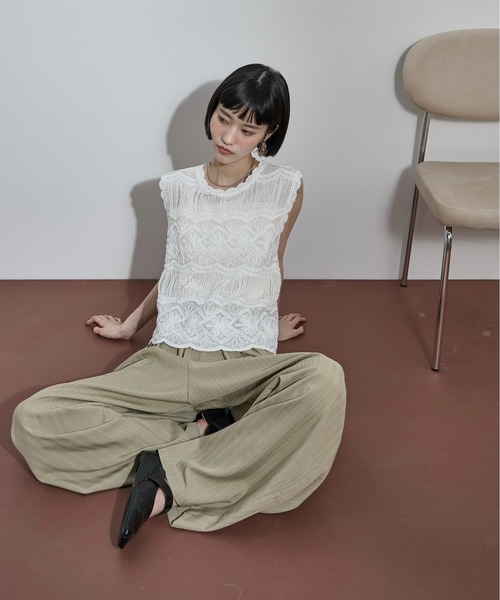 THE YOn(ザヨン)の「トーションレース刺繍ノースリブラウス(その他トップス・レディース・オフホワイト/ブラック・FREE)」の20枚目の写真