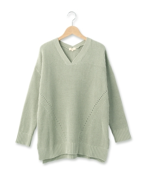 HusHusH（ハッシュアッシュ）の「Vネックニットプルオーバー（ニット/セーター・レディース・ブルー/グリーン/ピンク/ホワイト・03/02）」の2枚目の写真