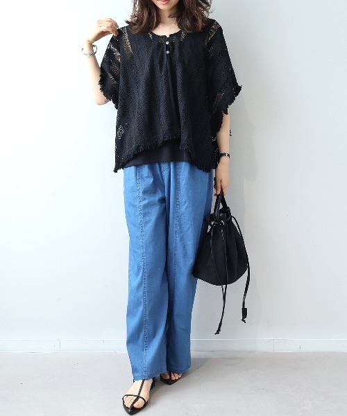 leswel(レスウェル)の「【M/L】ポンチョライクレースブラウス(シャツ/ブラウス・レディース・ブラウン/ブラック/オフホワイト・M/L)」の4枚目の写真
