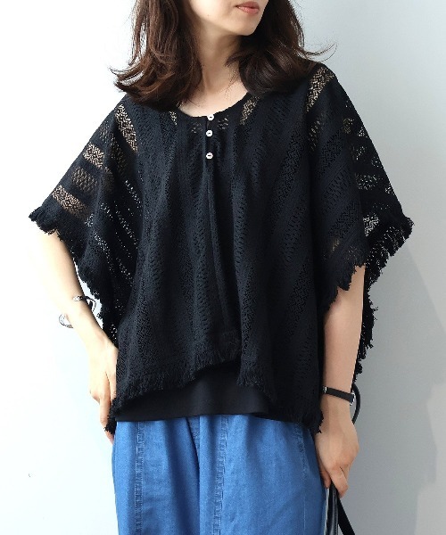 leswel(レスウェル)の「【M/L】ポンチョライクレースブラウス(シャツ/ブラウス・レディース・ブラウン/ブラック/オフホワイト・M/L)」の5枚目の写真