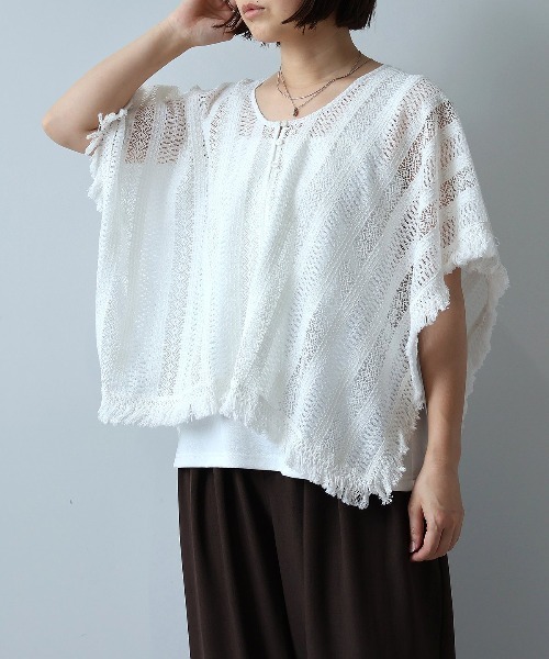 leswel(レスウェル)の「【M/L】ポンチョライクレースブラウス(シャツ/ブラウス・レディース・ブラウン/ブラック/オフホワイト・M/L)」の10枚目の写真
