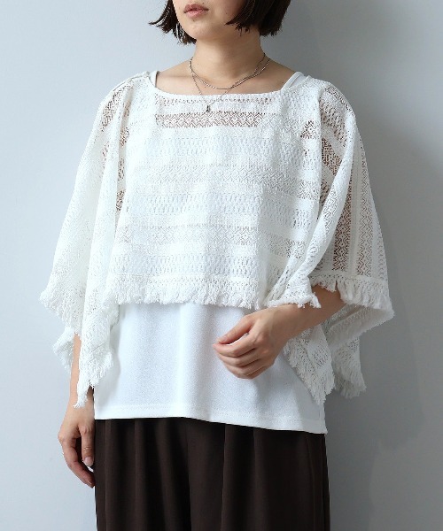 leswel(レスウェル)の「【M/L】ポンチョライクレースブラウス(シャツ/ブラウス・レディース・ブラウン/ブラック/オフホワイト・M/L)」の12枚目の写真