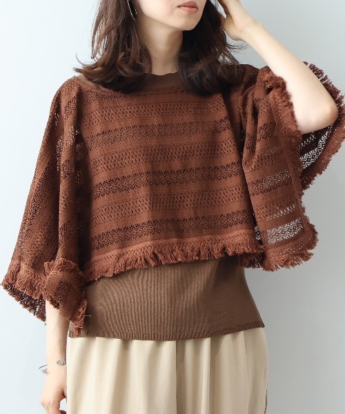 leswel(レスウェル)の「【M/L】ポンチョライクレースブラウス(シャツ/ブラウス・レディース・ブラウン/ブラック/オフホワイト・M/L)」の16枚目の写真