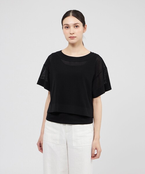 EPOCA（エポカ）の「2WAYシアーニット レイヤードプルオーバー（Tシャツ/カットソー・レディース・ブラック/グレー/ライトブルー・40）」の2枚目の写真