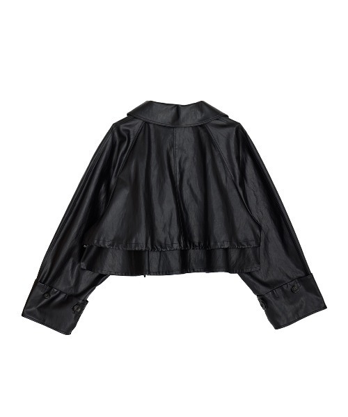 Ameri（アメリ）の「DRAWSTRING YOKE SYNTHETIC LEATHER SHORT COAT（トレンチコート・レディース・ブラウン/ブラック・SMALL/MEDIUM）」の22枚目の写真