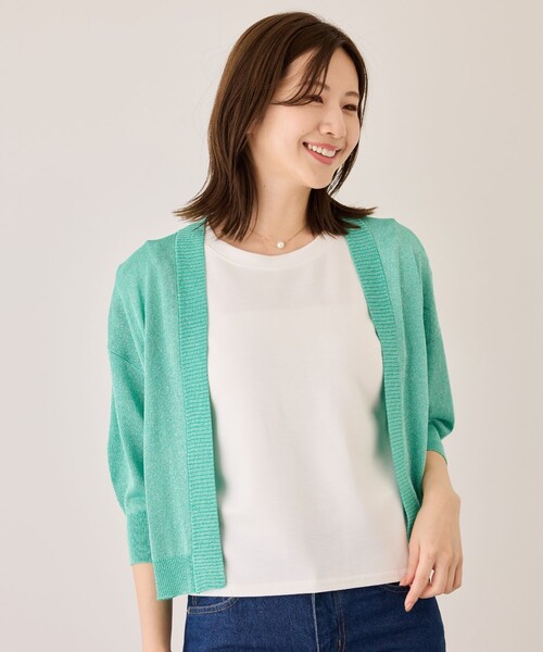 Jayro（ジャイロ）の「ラメ入りショートカーディガン（ニット/セーター・レディース・ベージュ/グリーン/ホワイト・M）」の13枚目の写真