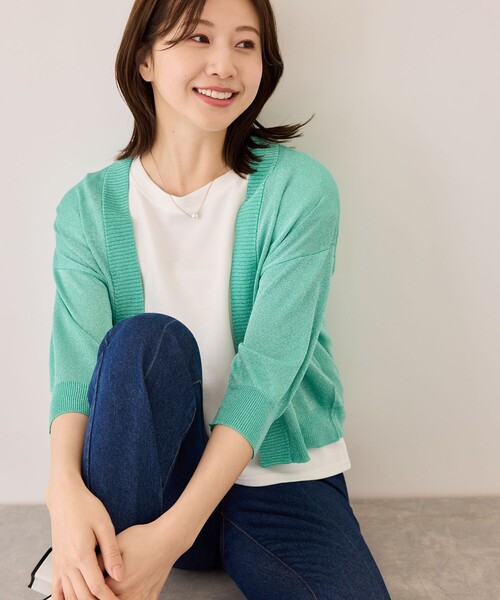 Jayro（ジャイロ）の「ラメ入りショートカーディガン（ニット/セーター・レディース・ベージュ/グリーン/ホワイト・M）」の16枚目の写真