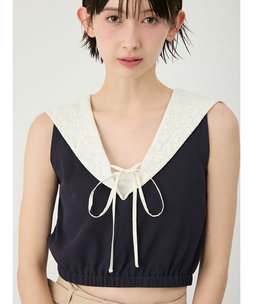 LILY BROWN（リリーブラウン）の「2wayセーラーカラ-トップス（Tシャツ/カットソー・レディース・ネイビー/その他/ホワイト・F）」の14枚目の写真