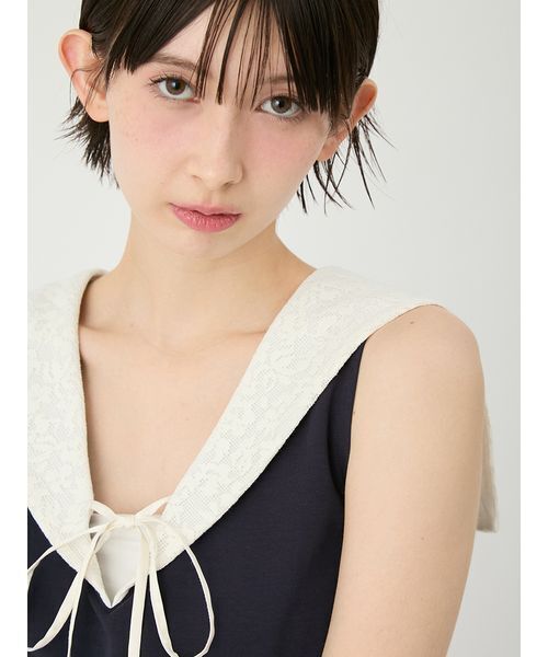 LILY BROWN（リリーブラウン）の「2wayセーラーカラ-トップス（Tシャツ/カットソー・レディース・ネイビー/その他/ホワイト・F）」の15枚目の写真