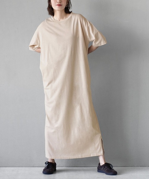 zootie(ズーティー)の「URBAN PLUS TEEワンピース(ワンピース・レディース・ブラック/グレイッシュブルー/ライトブルー/テラコッタ/ダークグリーン/チャコール/アイボリー/ネイビー/オフホワイト/グレイッシュベージュ/ブラウン系その他/ライトベージュ/スモークピンク・マキシ丈/ミモレ丈)」の8枚目の写真