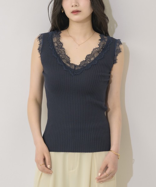 NEUNA(ヌナ)の「【肌見せも自信に変える】レースリブタンク(タンクトップ・レディース・ネイビー/イエロー/アイボリー・FREE)」の19枚目の写真