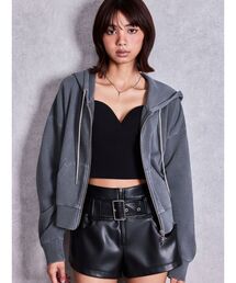 bijou string ZIP UPスウェットパーカー