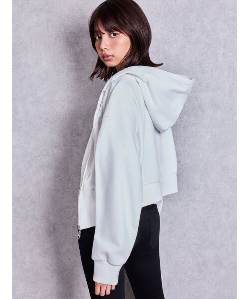 GYDA(ジェイダ)の「bijou string ZIP UPスウェットパーカー(パーカー・レディース・チャコールグレー/ブラック/オフホワイト・FREE)」の11枚目の写真