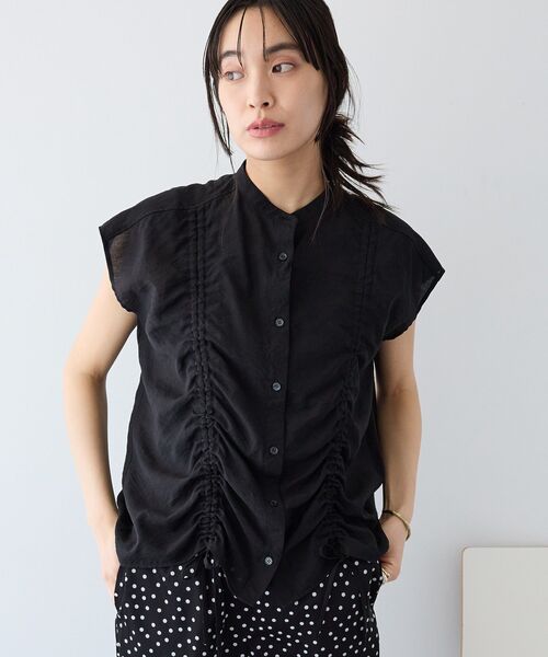 CRAFT STANDARD BOUTIQUE(クラフトスタンダードブティック)の「ドロストギャザーブラウス(シャツ/ブラウス・レディース・ライトブルー/ライトグリーン/ブラック・FREE)」の2枚目の写真