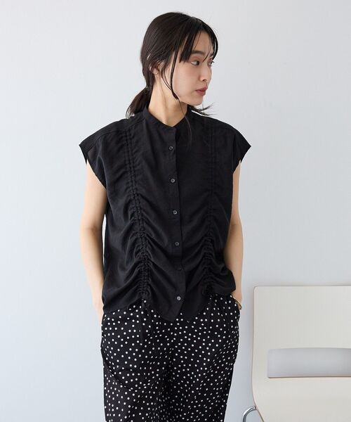 CRAFT STANDARD BOUTIQUE(クラフトスタンダードブティック)の「ドロストギャザーブラウス(シャツ/ブラウス・レディース・ライトブルー/ライトグリーン/ブラック・FREE)」の5枚目の写真