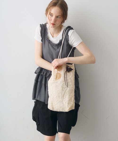 Crisp(クリスプ)の「paisley mesh tote bag / ペイズリーメッシュトートバッグ(トートバッグ・レディース・アイボリー・FREE)」の4枚目の写真