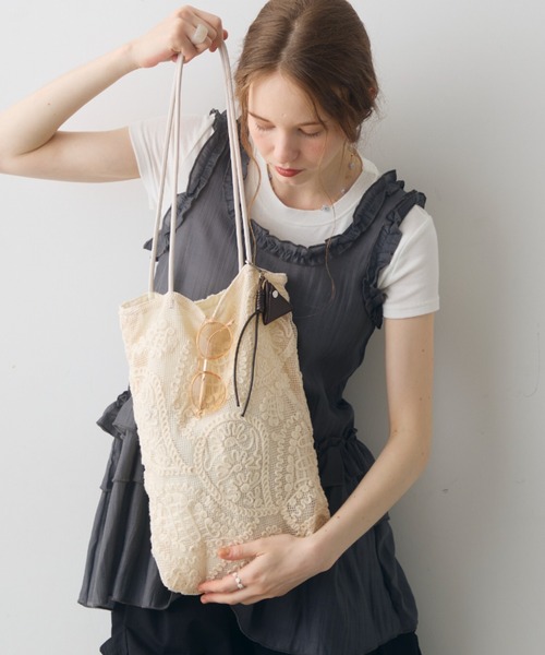 Crisp(クリスプ)の「paisley mesh tote bag / ペイズリーメッシュトートバッグ(トートバッグ・レディース・アイボリー・FREE)」の6枚目の写真