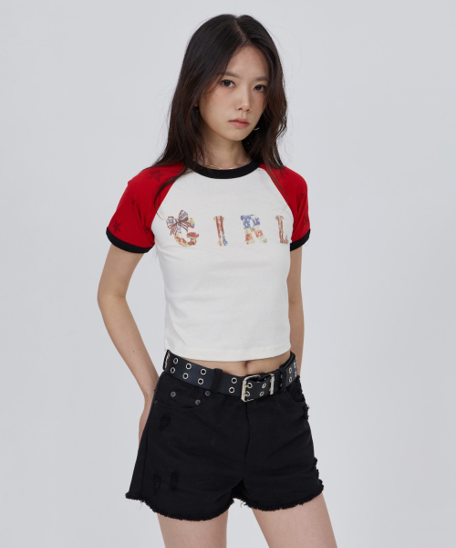 CONY(コール アウト ニューイヤー)の「ラグランヴィンテージガールT / レッド(Tシャツ/カットソー・レディース・その他・OS)」の2枚目の写真