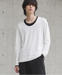 《Bd》レイヤード風 Uネック ロングスリーブTシャツ