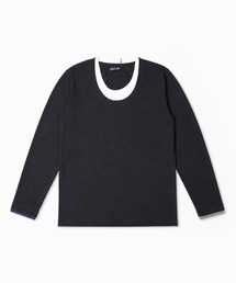 《Bd》レイヤード風 Uネック ロングスリーブTシャツ