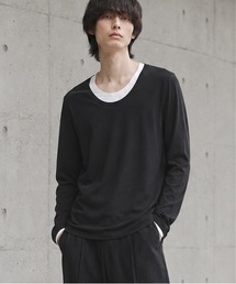B.I.D. | 《Bd》レイヤード風 Uネック ロングスリーブTシャツ(Tシャツ/カットソー)