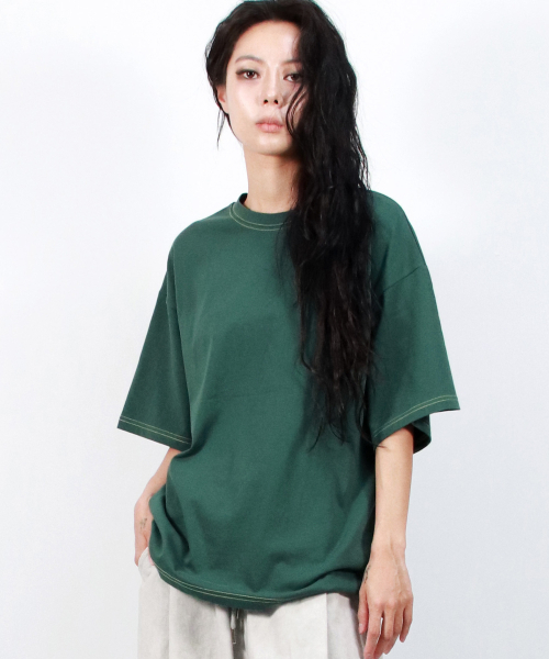 DEMARC（ドゥマーク）の「OUTSTITCH BOXY SHORT SLEEVE TEE - khaki（Tシャツ/カットソー・レディース・その他・MEDIUM/LARGE）」の7枚目の写真