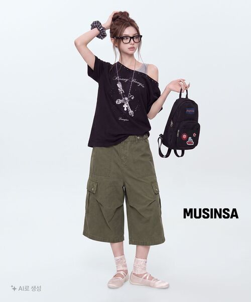 DAUSPICE(ディーオスピス)の「(DUC) BB Layered One-Shoulder T-Shirt Black(Tシャツ/カットソー・レディース・ブラック・ONE SIZE)」の5枚目の写真