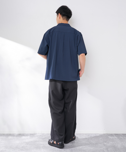 B.C STOCK（ベーセーストック）の「ナイロンシアサッカーシャツ（シャツ/ブラウス・メンズ・ブラウン/ネイビー/チャコールグレー・LARGE/MEDIUM）」の7枚目の写真