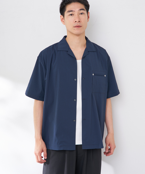 B.C STOCK（ベーセーストック）の「ナイロンシアサッカーシャツ（シャツ/ブラウス・メンズ・ブラウン/ネイビー/チャコールグレー・LARGE/MEDIUM）」の8枚目の写真
