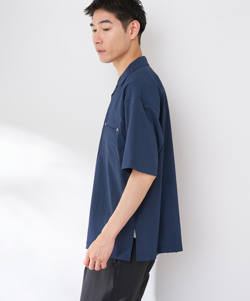 B.C STOCK（ベーセーストック）の「ナイロンシアサッカーシャツ（シャツ/ブラウス・メンズ・ブラウン/ネイビー/チャコールグレー・LARGE/MEDIUM）」の9枚目の写真