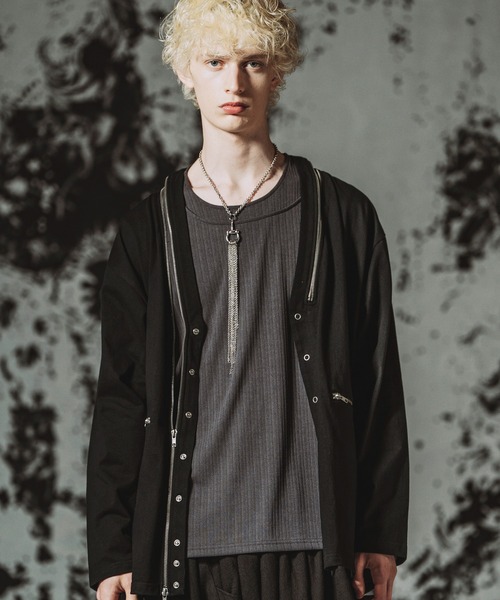 NO ID.(ノーアイディ)の「【NO ID.】Edge Line Cardigan / Edge line-C/D(カーディガン/ボレロ・メンズ・ホワイト/ブラック/グレー・ONE SIZE)」の1枚目の写真