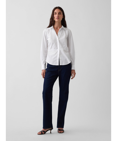 GAP(ギャップ)の「オーガニックコットン ポプリン ウエストシェイプシャツ(シャツ/ブラウス・レディース・ブルー/ホワイト・M/L/XS)」の4枚目の写真