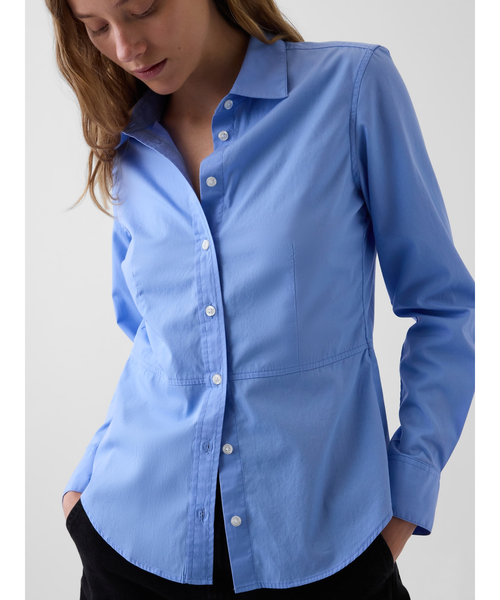 GAP(ギャップ)の「オーガニックコットン ポプリン ウエストシェイプシャツ(シャツ/ブラウス・レディース・ブルー/ホワイト・M/L/XS)」の7枚目の写真