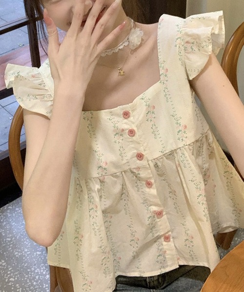 shyam inspiration(シャムインスピレーション)の「フラワープリントフリルスリーブブラウス(シャツ/ブラウス・レディース・アイボリー・M/L)」の6枚目の写真