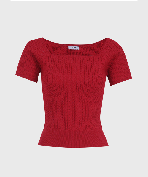 MICANE（ミケーネ）の「カーメンツイストショートスリーブニットT（Tシャツ/カットソー・レディース・レッド/ライトグレー/スカイブルー/アイボリー・1/2/3/4）」の20枚目の写真