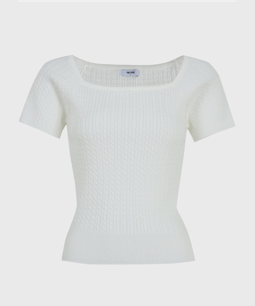MICANE（ミケーネ）の「カーメンツイストショートスリーブニットT（Tシャツ/カットソー・レディース・レッド/ライトグレー/スカイブルー/アイボリー・1/2/3/4）」の21枚目の写真