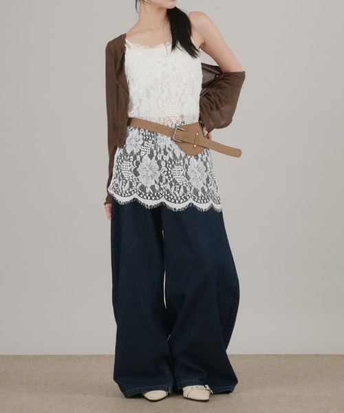 apres jour mignon by 側湾症ネキ(アプレジュールミニョンバイソクワンショウネキ)の「【apresjour mignon×ARIAZ】レースキャミソール(キャミソール・レディース・アイボリー/オフホワイト/ブラック・ONESIZE)」の12枚目の写真