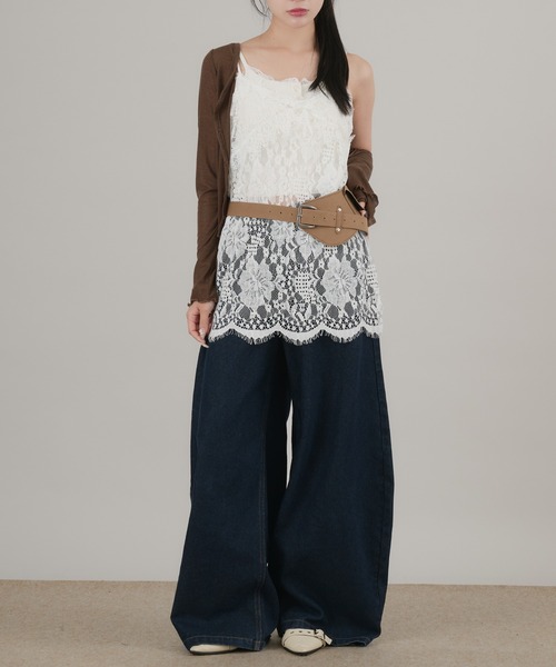 apres jour mignon by 側湾症ネキ(アプレジュールミニョンバイソクワンショウネキ)の「【apresjour mignon×ARIAZ】レースキャミソール(キャミソール・レディース・アイボリー/オフホワイト/ブラック・ONESIZE)」の13枚目の写真
