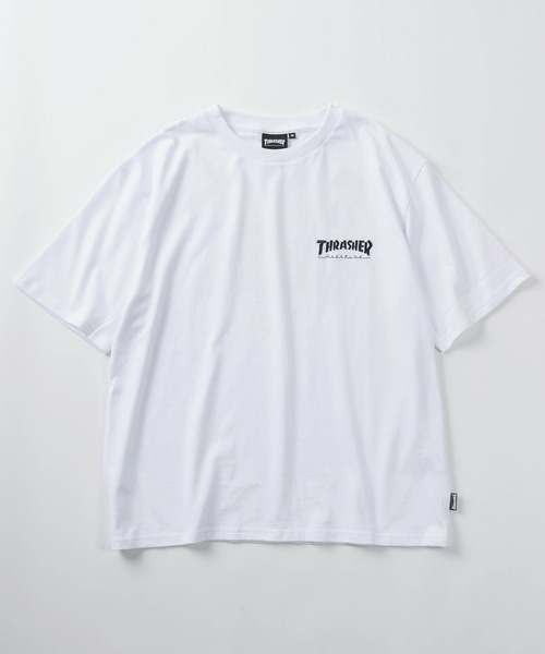 THRASHER(スラッシャー)の「【70】【THRASHER/スラッシャー】3Dファブリックロゴ ワンポイント刺繍 バックプリント クルーネックTシャツ/ショート丈有り(Tシャツ/カットソー・メンズ・ブラック系/ブラック/ホワイト系/ホワイト・XL/L/M/FREE)」の5枚目の写真