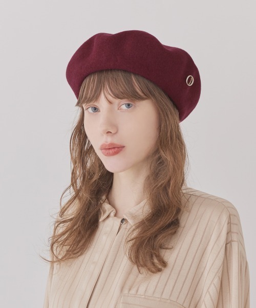 Chapeau d' O（シャポードオー）の「Chapeau d' O  Basque Mid Beret / シャポードオー（ハンチング/ベレー帽・レディース・ブラック/ベージュ/グレー/ピンク/ブラック×ホワイト/バーガンディー・M/57.5cm）」の6枚目の写真