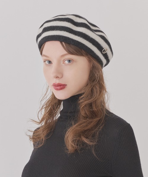 Chapeau d' O（シャポードオー）の「Chapeau d' O  Basque Mid Beret / シャポードオー（ハンチング/ベレー帽・レディース・ブラック/ベージュ/グレー/ピンク/ブラック×ホワイト/バーガンディー・M/57.5cm）」の15枚目の写真