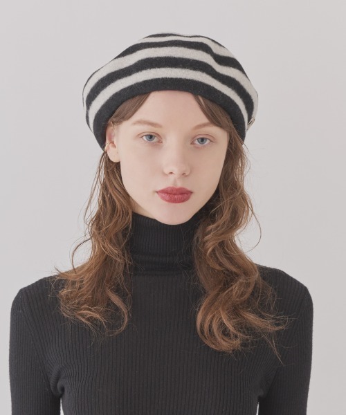 Chapeau d' O（シャポードオー）の「Chapeau d' O  Basque Mid Beret / シャポードオー（ハンチング/ベレー帽・レディース・ブラック/ベージュ/グレー/ピンク/ブラック×ホワイト/バーガンディー・M/57.5cm）」の16枚目の写真