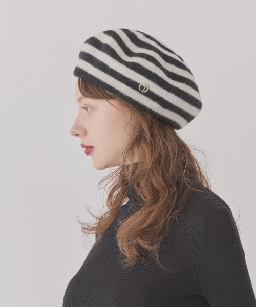 Chapeau d' O（シャポードオー）の「Chapeau d' O  Basque Mid Beret / シャポードオー（ハンチング/ベレー帽・レディース・ブラック/ベージュ/グレー/ピンク/ブラック×ホワイト/バーガンディー・M/57.5cm）」の17枚目の写真