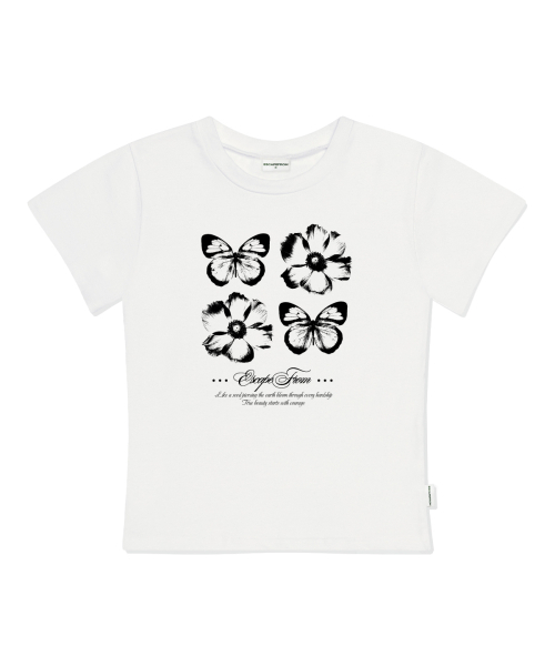 ESCAPEFROM（エスケープフロム）の「バターフラワープリントスリムフィット半袖Tシャツブラック（Tシャツ/カットソー・レディース・その他・LARGE/MEDIUM）」の2枚目の写真
