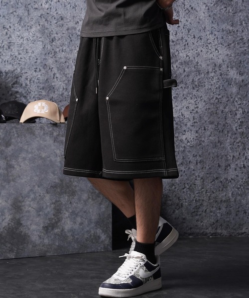 1111clothing(ワンフォークロージング)の「ボンディング ダブルニー ワイドショーツ / Bonding Double Knee Wide Shorts(その他パンツ・メンズ・チャコールグレー/ブラック/ダークグリーン・FREE)」の2枚目の写真