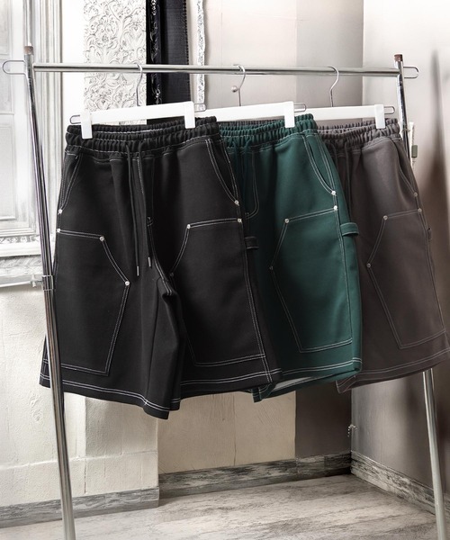 1111clothing(ワンフォークロージング)の「ボンディング ダブルニー ワイドショーツ / Bonding Double Knee Wide Shorts(その他パンツ・メンズ・チャコールグレー/ブラック/ダークグリーン・FREE)」の4枚目の写真