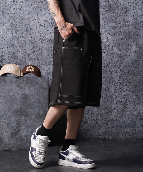 1111clothing(ワンフォークロージング)の「ボンディング ダブルニー ワイドショーツ / Bonding Double Knee Wide Shorts(その他パンツ・メンズ・チャコールグレー/ブラック/ダークグリーン・FREE)」の11枚目の写真