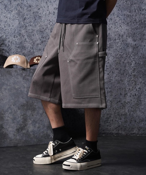 1111clothing(ワンフォークロージング)の「ボンディング ダブルニー ワイドショーツ / Bonding Double Knee Wide Shorts(その他パンツ・メンズ・チャコールグレー/ブラック/ダークグリーン・FREE)」の15枚目の写真